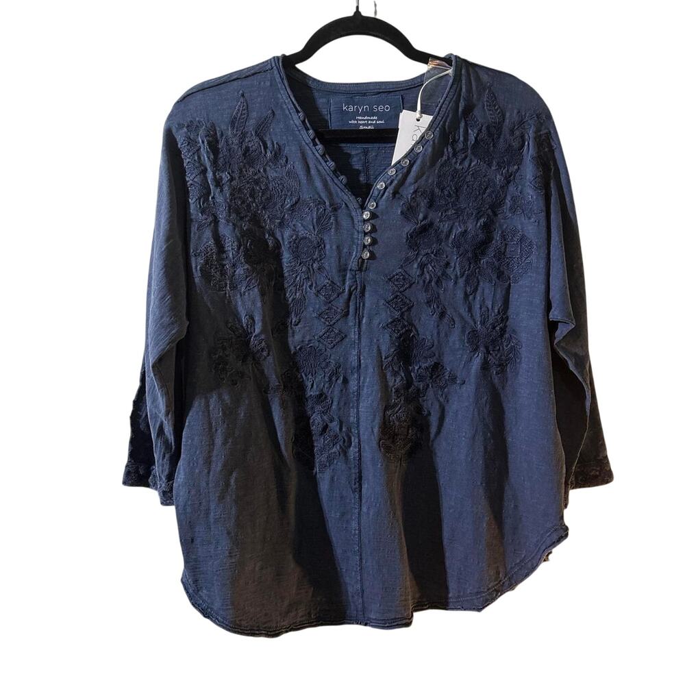 Karen ceo navy blue blouse